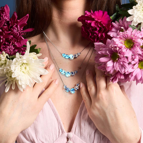 Starlit Waves | Collier avec fermoir infini en verre Firefly en argent sterling 925